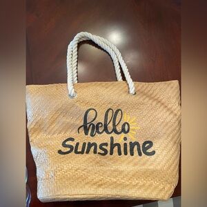 Hello Sunshine Straw Tote Bag